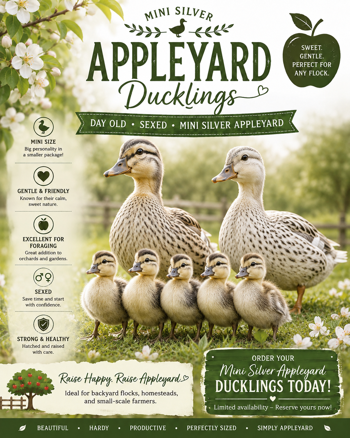 Mini silver appleyard ducklings